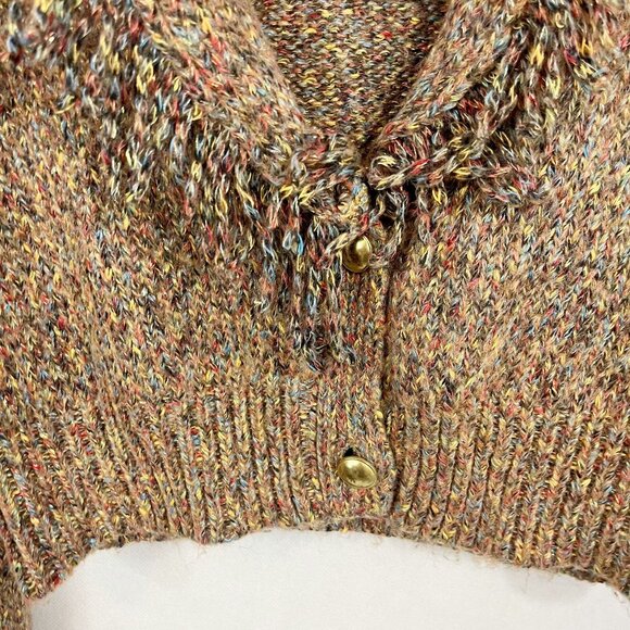 House of Harlow 1960 Brown Knit Fringe Shawl Cardigan Sweater - Size Medium - Picture 3 of 7